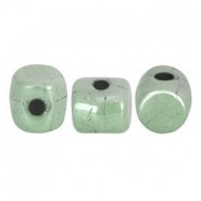 Cuentas de vidrio Minos® par Puca® - Opaque light green ceramic look 03000/14457